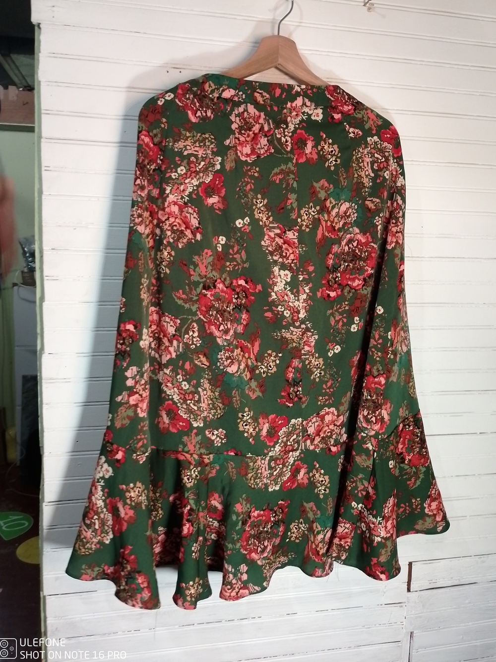 She and Sky Olive Green Floral Wrap Circle Skirt with Tie - Picture 5 of 7